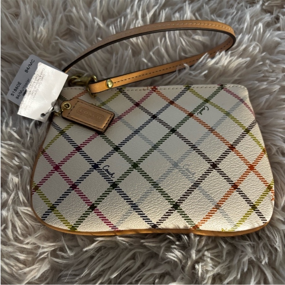 Coach 🌺 Multicolor Plaid Wristlet